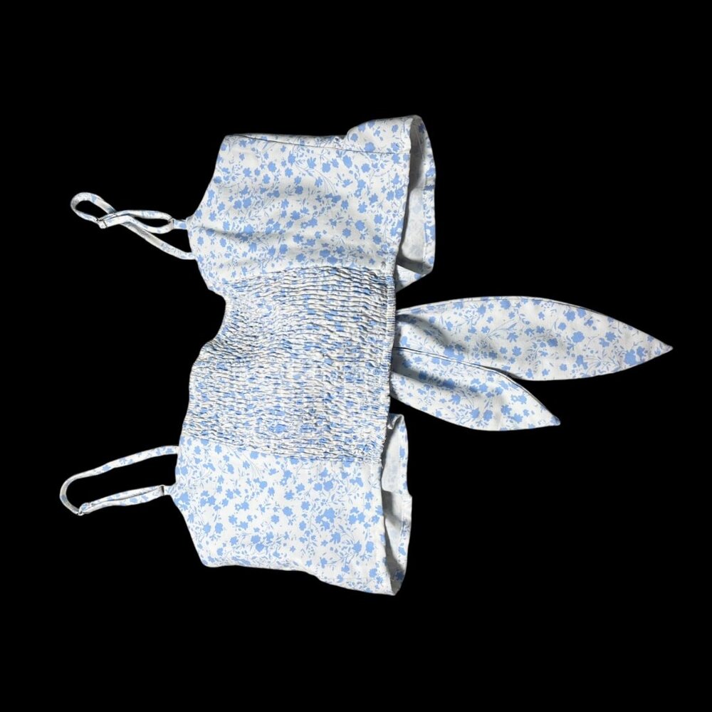 Mable at Anthropologie  Women's Floral Smocked Crop Top With Front Tie - Size La - Picture 2 of 4